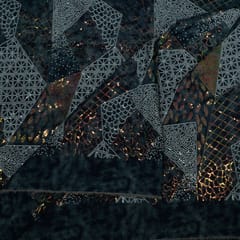 Blue Colour Denim Embroidered Fabric