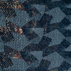 Blue Colour Denim Embroidered Fabric