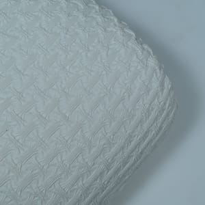 White Colour Lycra Denim Embroidered Fabric