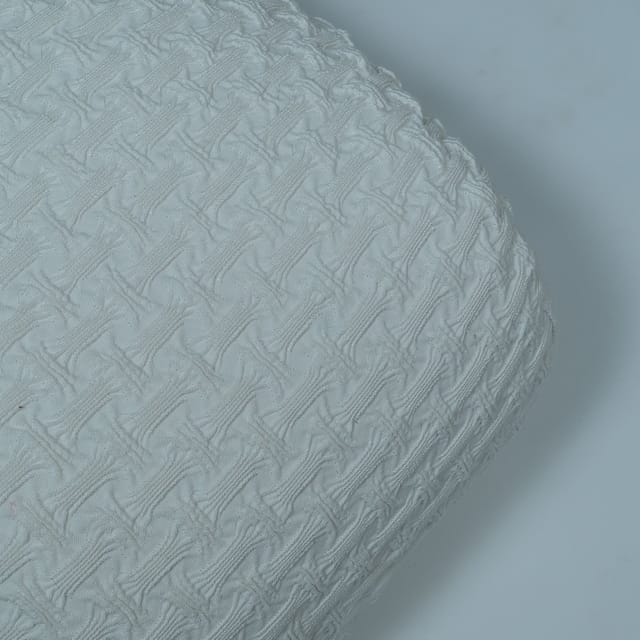 White Colour Lycra Denim Embroidered Fabric