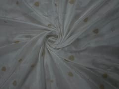 White Floral Nylon Satin Fabric Fabric
