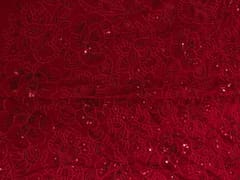 Red Floral Embroidered Georgette Fabric