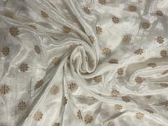 White Dyeable Floral Crepe Fabric