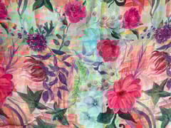 MultiColour Floral Viscose Organza Fabric