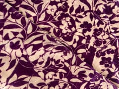 Purple Floral Pure Velvet Fabric