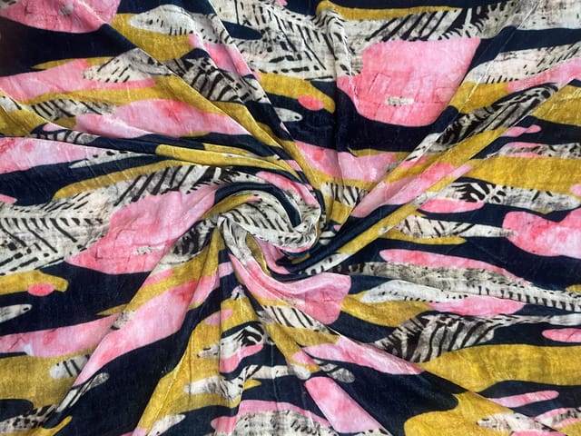 MultiColour Abstract Pure Velvet Fabric