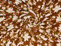 Mustard Floral Pure Velvet Fabric