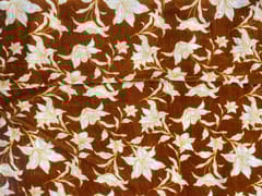 Mustard Floral Pure Velvet Fabric