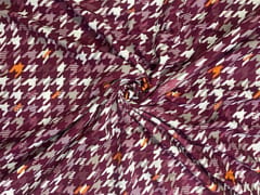 Purple & White Abstract Banana Crepe Fabric