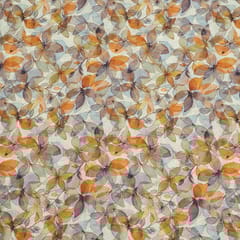 White Colour Cotton Chikan Floral Printed Fabric