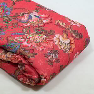 Gajree Colour Cotton Chikan Floral Printed Fabric