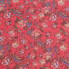 Gajree Colour Cotton Chikan Floral Printed Fabric