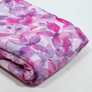 Multi Colour Cotton Chikan Floral Printed Fabric