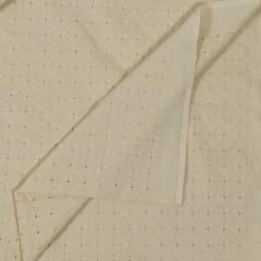 Off White Colour Dyeable Cotton Chikan Embroidered Fabric