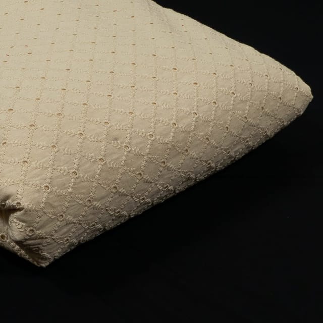 Off White Colour Dyeable Cotton Chikan Embroidered Fabric
