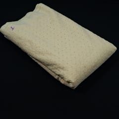 Off White Colour Dyeable Cotton Chikan Embroidered Fabric