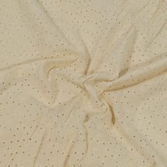 Off White Colour Dyeable Cotton Chikan Embroidered Fabric