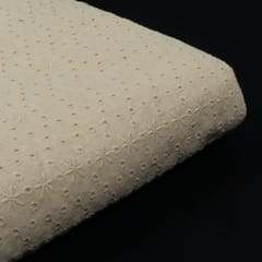 Off White Colour Dyeable Cotton Chikan Embroidered Fabric