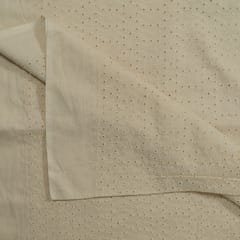 Off White Colour Dyeable Cotton Chikan Embroidered Fabric
