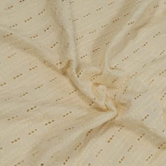 Off White Colour Dyeable Cotton Chikan Embroidered Fabric