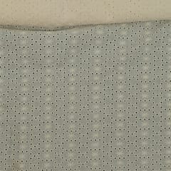 Off White Colour Dyeable Cotton Chikan Embroidered Fabric