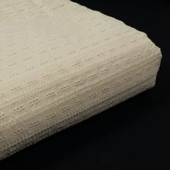Off White Colour Dyeable Cotton Chikan Embroidered Fabric