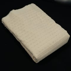 Off White Colour Dyeable Cotton Chikan Embroidered Fabric