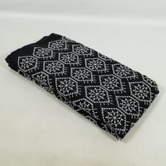 Black Colour Cotton Schiffli Embroidered Fabric