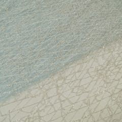 Sky Blue Colour Net Embroidered Fabric