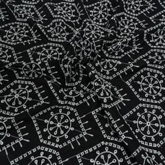 Black Colour Cotton Schiffli Embroidered Fabric