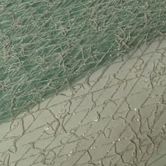 Sea Green Colour Net Embroidered Fabric