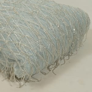 Sky Blue Colour Net Embroidered Fabric