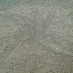 Sky Blue Colour Net Embroidered Fabric