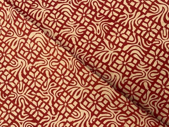 Red Geometric Cotton Cambric Dabu Fabric