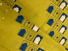 Mustard Geometric Cotton Cambric Fabric