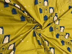 Mustard Geometric Cotton Cambric Fabric