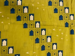 Mustard Geometric Cotton Cambric Fabric