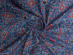 Lapis Blue Abstract Cotton Cambric Modal Fabric