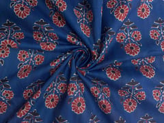 Lapis Blue Floral Cotton Cambric Modal Fabric