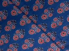 Lapis Blue Floral Cotton Cambric Modal Fabric