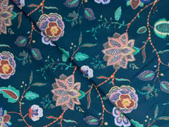Rama Green Floral Cotton Cambric Modal Fabric