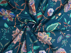 Rama Green Floral Cotton Cambric Modal Fabric