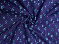 Navy Blue Abstract Cotton Cambric Modal Fabric