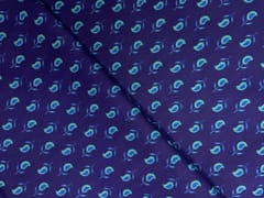 Navy Blue Abstract Cotton Cambric Modal Fabric