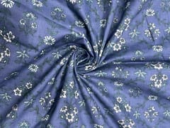 Greys Blue Floral Cotton Cambric Fabric
