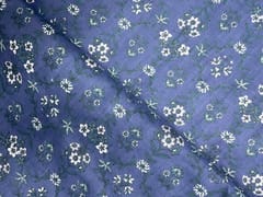 Greys Blue Floral Cotton Cambric Fabric