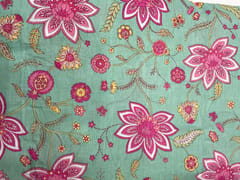 Sea Green Floral Cotton Cambric Fabric