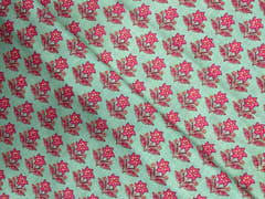 Sea Green Floral Cotton Cambric Fabric
