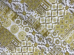 Olive Yellow Geometric Cotton Cambric Fabric