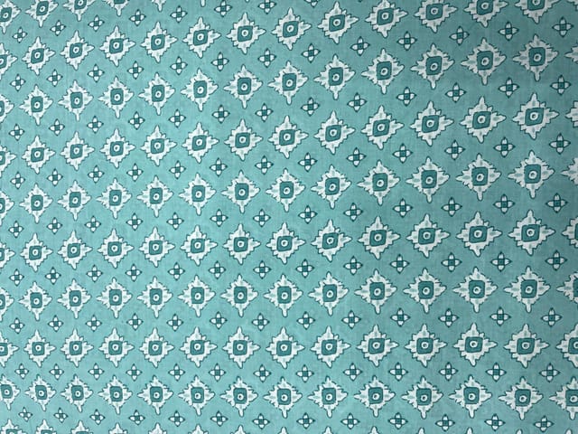 Sea Blue Abstract Cotton Cambric Fabric